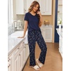 Ekouaer Pajama Sets for Women 2 Piece Short Sleeve Pj V Neck Chest Pocket(Navy Starry Sky)
