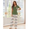 Ekouaer Pajama Sets for Women 2 Piece Short Sleeve Pj V Neck Chest Pocket(Ombre Green)