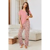 Ekouaer Pajama Sets for Women 2 Piece Short Sleeve Pj V Neck Chest Pocket(Orange Pink Floral)