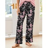Ekouaer Pajama Sets for Women 2 Piece Short Sleeve Pj V Neck Chest Pocket(Pink-black Flower)