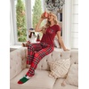 Ekouaer Pajama Sets for Women 2 Piece Short Sleeve Pj V Neck Chest Pocket(Red-green Plaid)