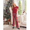 Ekouaer Pajama Sets for Women 2 Piece Short Sleeve Pj V Neck Chest Pocket(Red-green Plaid)