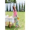 Ekouaer Pajama Sets for Women 2 Piece Short Sleeve Pj V Neck Chest Pocket(Rose Pink Palm Leaves)