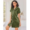 Ekouaer Silk Nightgowns for Women Satin Sleep Shirts Button Down Nightshirt(Army Green)