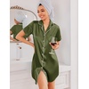 Ekouaer Silk Nightgowns for Women Satin Sleep Shirts Button Down Nightshirt(Army Green)