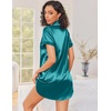 Ekouaer Silk Nightgowns for Women Satin Sleep Shirts Button Down Nightshirt(Blue Green)