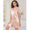 Ekouaer Silk Nightgowns for Women Satin Sleep Shirts Button Down Nightshirt(Champagne)