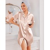 Ekouaer Silk Nightgowns for Women Satin Sleep Shirts Button Down Nightshirt(Champagne)