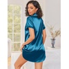 Ekouaer Silk Nightgowns for Women Satin Sleep Shirts Button Down Nightshirt(Deep Blue)