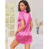 Ekouaer Silk Nightgowns for Women Satin Sleep Shirts Button Down Nightshirt(Hot Pink Leopard)