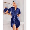 Ekouaer Silk Nightgowns for Women Satin Sleep Shirts Button Down Nightshirt(Navy Blue)