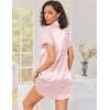 Ekouaer Silk Nightgowns for Women Satin Sleep Shirts Button Down Nightshirt(Pink Leopard)