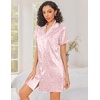 Ekouaer Silk Nightgowns for Women Satin Sleep Shirts Button Down Nightshirt(Pink Leopard)