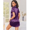 Ekouaer Silk Nightgowns for Women Satin Sleep Shirts Button Down Nightshirt(Purple)