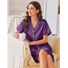 Ekouaer Silk Nightgowns for Women Satin Sleep Shirts Button Down Nightshirt(Purple)