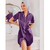 Ekouaer Silk Nightgowns for Women Satin Sleep Shirts Button Down Nightshirt(Purple)