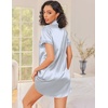 Ekouaer Silk Nightgowns for Women Satin Sleep Shirts Button Down Nightshirt(Striped Blue)
