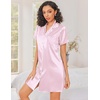 Ekouaer Silk Nightgowns for Women Satin Sleep Shirts Button Down Nightshirt(Striped Pink)