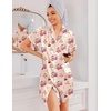 Ekouaer Silk Nightgowns for Women Satin Sleep Shirts Button Down Nightshirt(Teddy Bear Cherry)
