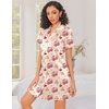 Ekouaer Silk Nightgowns for Women Satin Sleep Shirts Button Down Nightshirt(Teddy Bear Cherry)