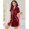Ekouaer Silk Nightgowns for Women Satin Sleep Shirts Button Down Nightshirt(Wine Red)