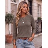 Ekouaer Womens Long Sleeve Shirts Casual Crewneck Tops Fall Clothes(Brown)