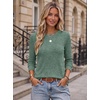 Ekouaer Womens Long Sleeve Shirts Casual Crewneck Tops Fall Clothes(Green)