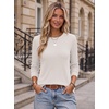 Ekouaer Womens Long Sleeve Shirts Casual Crewneck Tops Fall Clothes(White)