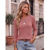 Ekouaer Womens Long Sleeve Shirts Casual Crewneck Tops Fall Clothes(Wine Red)