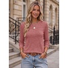 Ekouaer Womens Long Sleeve Shirts Casual Crewneck Tops Fall Clothes(Wine Red)
