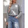 Ekouaer Womens Oversized Long Sleeve Cotton Shirts Crew Neck Fall Tops(Grey)