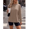 Ekouaer Womens Oversized Long Sleeve Cotton Shirts Crew Neck Fall Tops(Khaki)