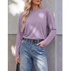 Ekouaer Womens Oversized Long Sleeve Cotton Shirts Crew Neck Fall Tops(Light Purple)