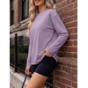 Ekouaer Womens Oversized Long Sleeve Cotton Shirts Crew Neck Fall Tops(Light Purple)