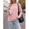 Ekouaer Womens Oversized Long Sleeve Cotton Shirts Crew Neck Fall Tops(Pink)
