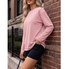 Ekouaer Womens Oversized Long Sleeve Cotton Shirts Crew Neck Fall Tops(Pink)