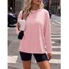 Ekouaer Womens Oversized Long Sleeve Cotton Shirts Crew Neck Fall Tops(Pink)