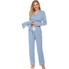 Ekouaer Women’s Pajamas Long Sleeve Loungewear Casual Button Down Pjs(Blue)