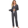 Ekouaer Women’s Pajamas Long Sleeve Loungewear Casual Button Down Pjs(Dark Grey)