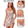 Ekouaer Women’s Satin Chemise Nightgown Sleeveless Slip Sleepwear S-2XL(Flower Clusters Apricot)