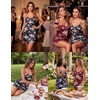 Ekouaer Women’s Satin Chemise Nightgown Sleeveless Slip Sleepwear S-2XL(Flower Clusters Dark Gray)