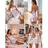 Ekouaer Women’s Satin Chemise Nightgown Sleeveless Slip Sleepwear S-2XL(Flower Clusters Pink)