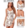 Ekouaer Women’s Satin Chemise Nightgown Sleeveless Slip Sleepwear S-2XL(Flowers White)