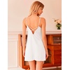 Ekouaer Women’s Satin Chemise Nightgown Sleeveless Slip Sleepwear S-2XL(White)