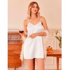 Ekouaer Women’s Satin Chemise Nightgown Sleeveless Slip Sleepwear S-2XL(White)