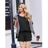 Ekouaer Womens Two Piece Sets Summer Lounge Set Matching Outfits(Black)