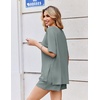 Ekouaer Womens Two Piece Sets Summer Lounge Set Matching Outfits(Gray Green)