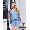 Ekouaer Womens Two Piece Sets Summer Lounge Set Matching Outfits(Light Blue)