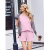 Ekouaer Womens Two Piece Sets Summer Lounge Set Matching Outfits(Light Pink)