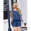 Ekouaer Womens Two Piece Sets Summer Lounge Set Matching Outfits(Navy)